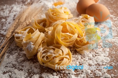 Fettuccine Pasta Italian Food Still Life Rustic  Close Up Macro Stock Photo