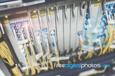 Fiber Optic With Servers In A Technology Data Center Stock Photo Fiber Optic With Servers In A Technology Data Center Stock Photo