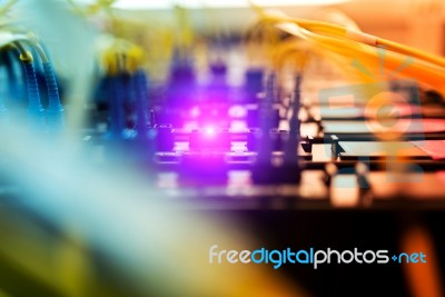 Fiber Optic With Servers In A Technology Data Center Stock Photo