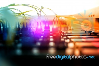 Fiber Optic With Servers In A Technology Data Center Stock Photo Fiber Optic With Servers In A Technology Data Center Stock Photo