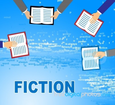 Fiction Books Shows Imaginative Writing And Education Stock Image