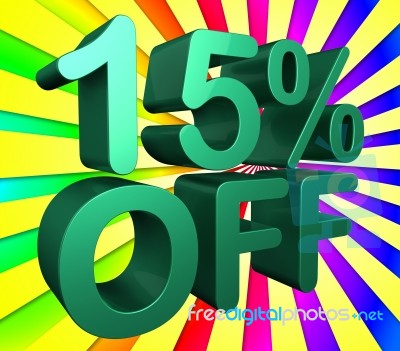 Fifteen Percent Off Indicates Promo Sales And Promotion Stock Image