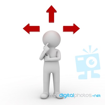 Figure Confusing With Arrow Directions Stock Image