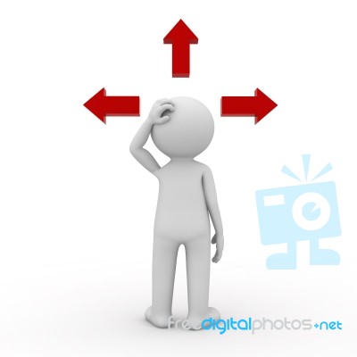 Figure Confusing With Arrow Directions Stock Image