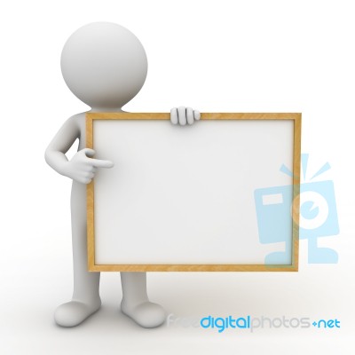 Figure Holding Blank Board Stock Image
