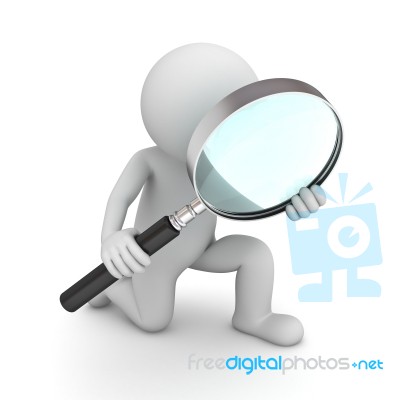 Figure Holding Magnifying Glass Stock Image