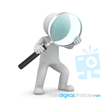 Figure Holding Magnifying Glass Stock Image
