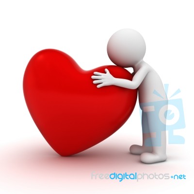 Figure Hugging Big Red Heart Stock Image Figure Hugging Big Red Heart Stock Image