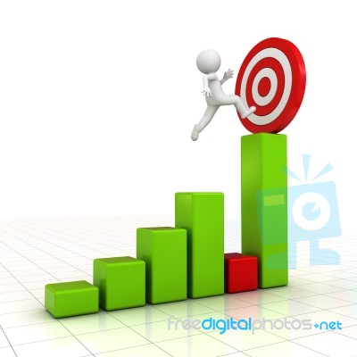 Figure Jumping To Successful Goal Stock Image