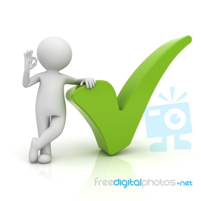 Figure Okay Gesture With Green Check Mark Stock Image Figure Okay Gesture With Green Check Mark Stock Image