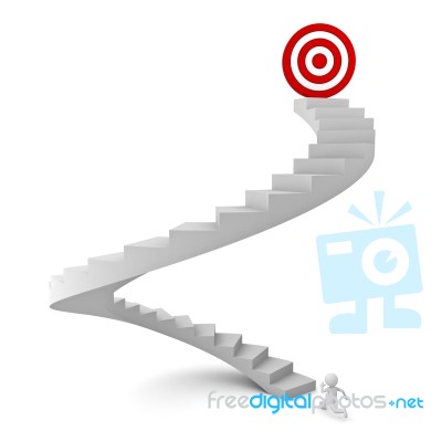 Figure Running To The Target On Top Stock Image Figure Running To The Target On Top Stock Image