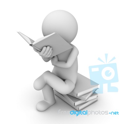 Figure Sitting And Reading Book Stock Image