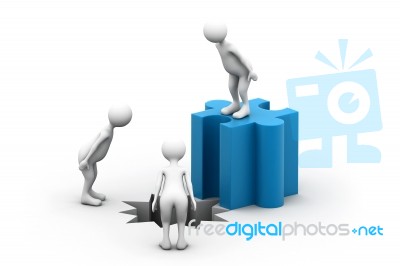 Figure Standing On Jigsaw Stock Image