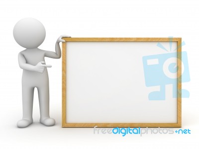 Figure Standing With Blank Board Stock Image
