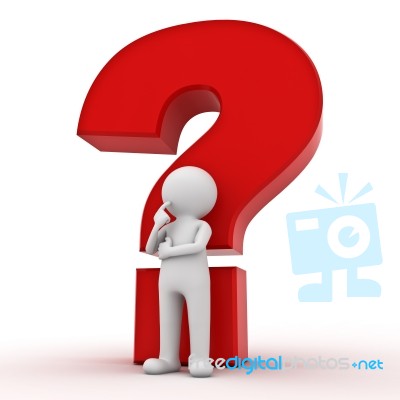 Figure Thinking With Question Mark Stock Image