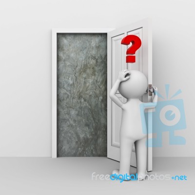 Figure Thinking With Question Mark Stock Image