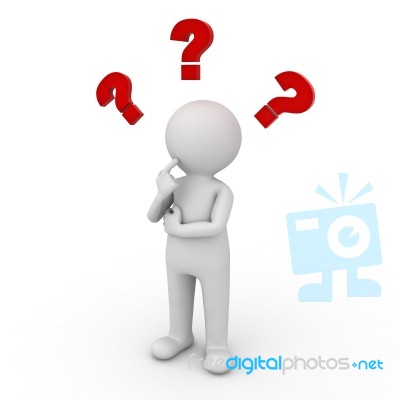 Figure Thinking With Question Marks Stock Image