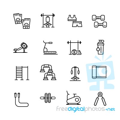 Fiitness Icon Set On White Background Stock Image