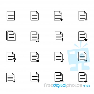 File Icons, Thin Line Style - Iconic Design Stock Image