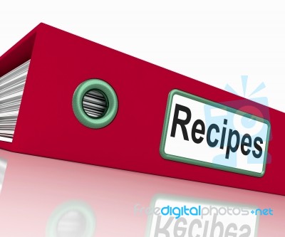 File Recipes Indicates Prepare Food And Book Stock Image