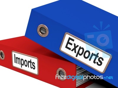 File With Exports And Imports Words Stock Image