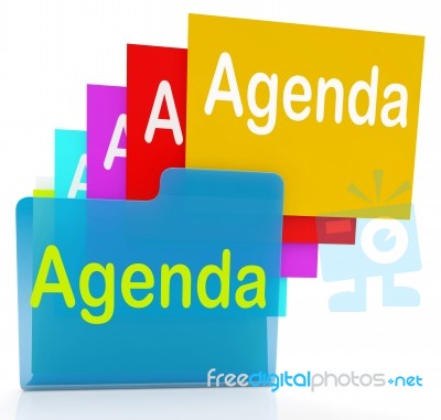 Files Agenda Represents Diary Paperwork And Folder Stock Image