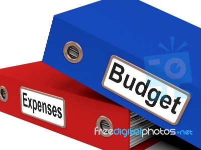 Files Budget Indicates Correspondence Paperwork And Financial Stock Image