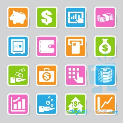 Finance And Money  Sticker Icon Set Stock Image