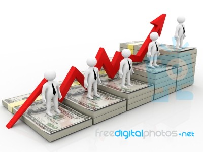 Finance Growth. Dollar Graph And Business Man Stock Image