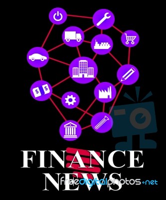 Finance News Shows Money Headlines And Information Stock Image