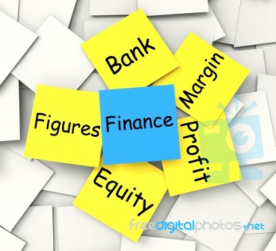 Finance Post-it Note Shows Equity Profit And Figures Stock Image