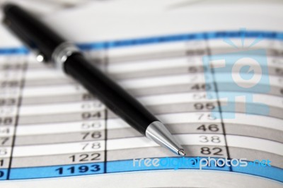 Financial Analysis With Pen Stock Photo