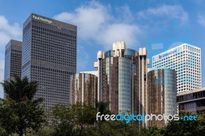 Financial District Of Los Angeles Stock Photo