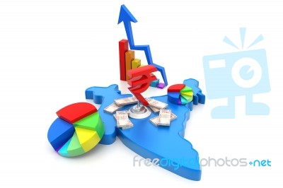 Financial Growth Chart Of India Stock Image