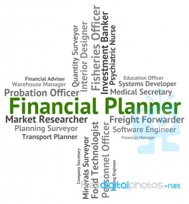 Financial Planner Represents Employee Trading And Word Stock Image