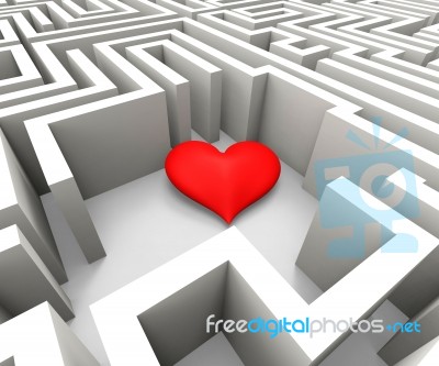 Finding Love Shows Heart In Maze Stock Image