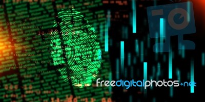 Fingerprint Scanning Technology Concept 2d Illustration Stock Image