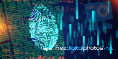 Fingerprint Scanning Technology Concept 2d Illustration Stock Image