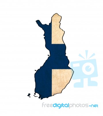 Finland Map On Finland Flag Drawing ,grunge And Retro Flag Serie… Stock Image