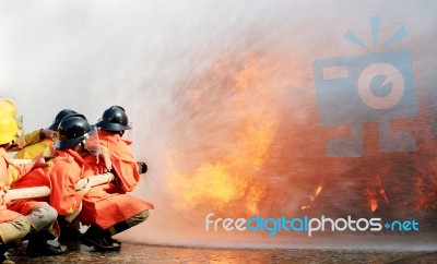 Fire Fighter Under Trainning Stock Photo
