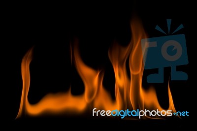 Fire Flames On A Black Background Stock Photo