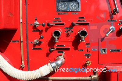 Fire Hose And Other Equipment In A Truck Stock Photo