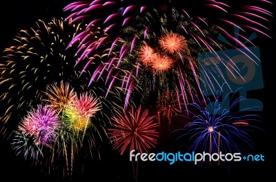 Firework Celebration On Dark Background Stock Photo