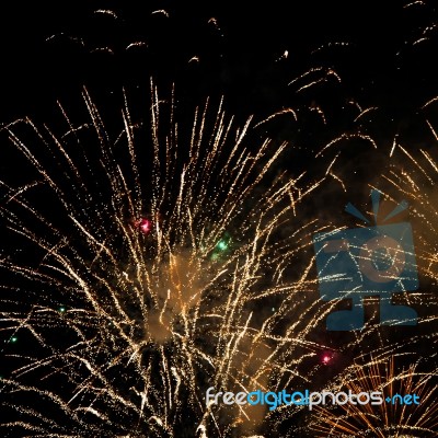 Fireworks At The Chingay Festival 2012 In Singapore Stock Photo
