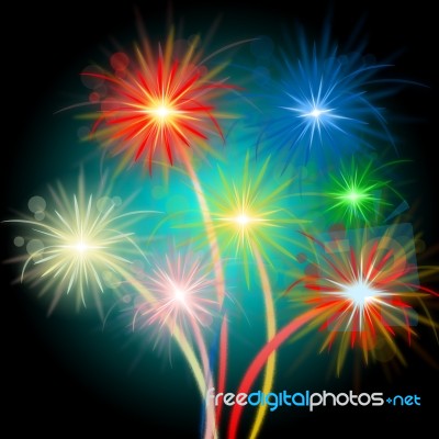 Fireworks Color Means Night Sky And Celebrations Stock Image