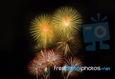Fireworks Light Up The Sky With Dazzling Display Stock Photo