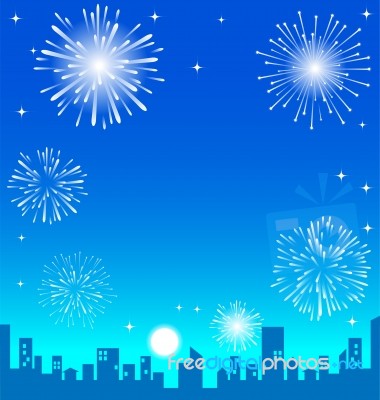 Fireworks Over The Night City Stock Image