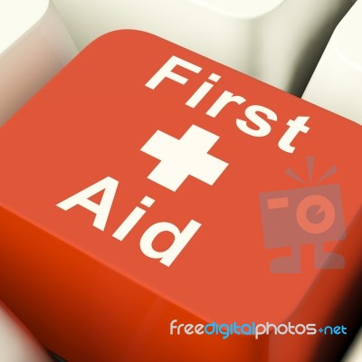 First Aid Computer Key Stock Image