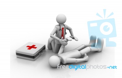 First Aid. Doctor And Patient Stock Image