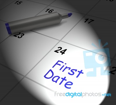 First Date Calendar Displays Seeing Somebody And Romance Stock Image First Date Calendar Displays Seeing Somebody And Romance Stock Image